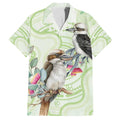 Australia Gumtree And Kookaburra Family Matching Puletasi and Hawaiian Shirt Aboriginal Art - Watercolor Style