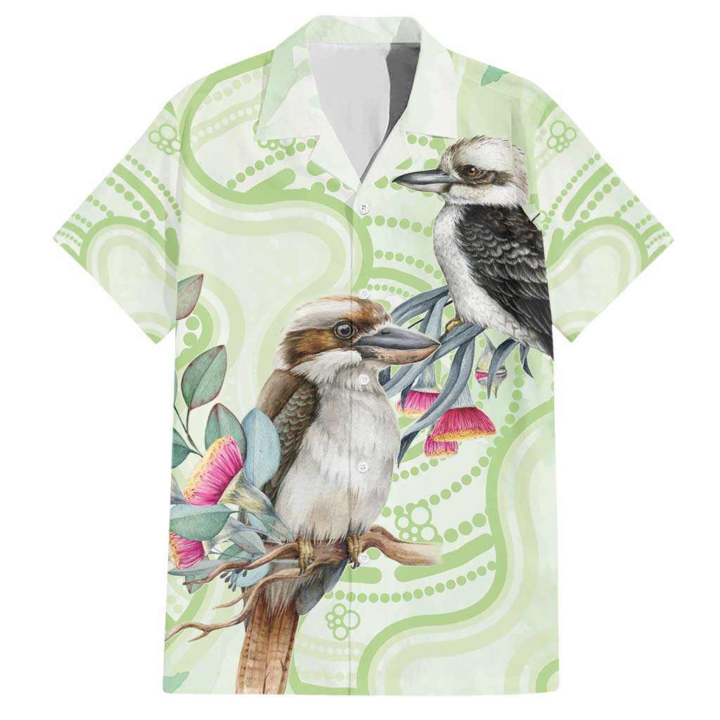 Australia Gumtree And Kookaburra Family Matching Short Sleeve Bodycon Dress and Hawaiian Shirt Aboriginal Art - Watercolor Style