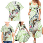 Australia Gumtree And Kookaburra Family Matching Summer Maxi Dress and Hawaiian Shirt Aboriginal Art - Watercolor Style