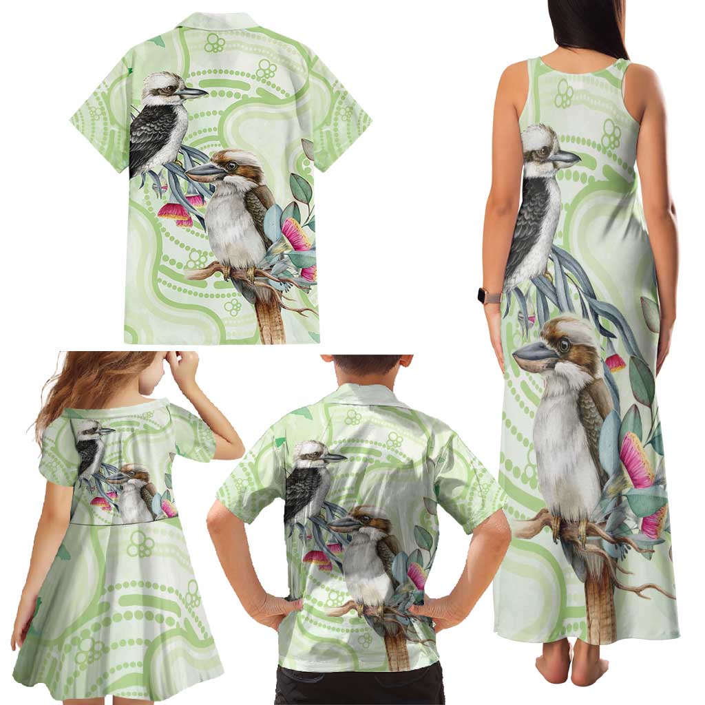 Australia Gumtree And Kookaburra Family Matching Tank Maxi Dress and Hawaiian Shirt Aboriginal Art - Watercolor Style