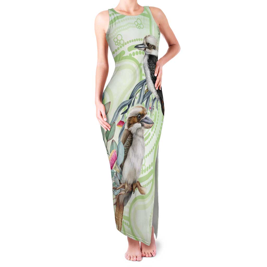 Australia Gumtree And Kookaburra Family Matching Tank Maxi Dress and Hawaiian Shirt Aboriginal Art - Watercolor Style