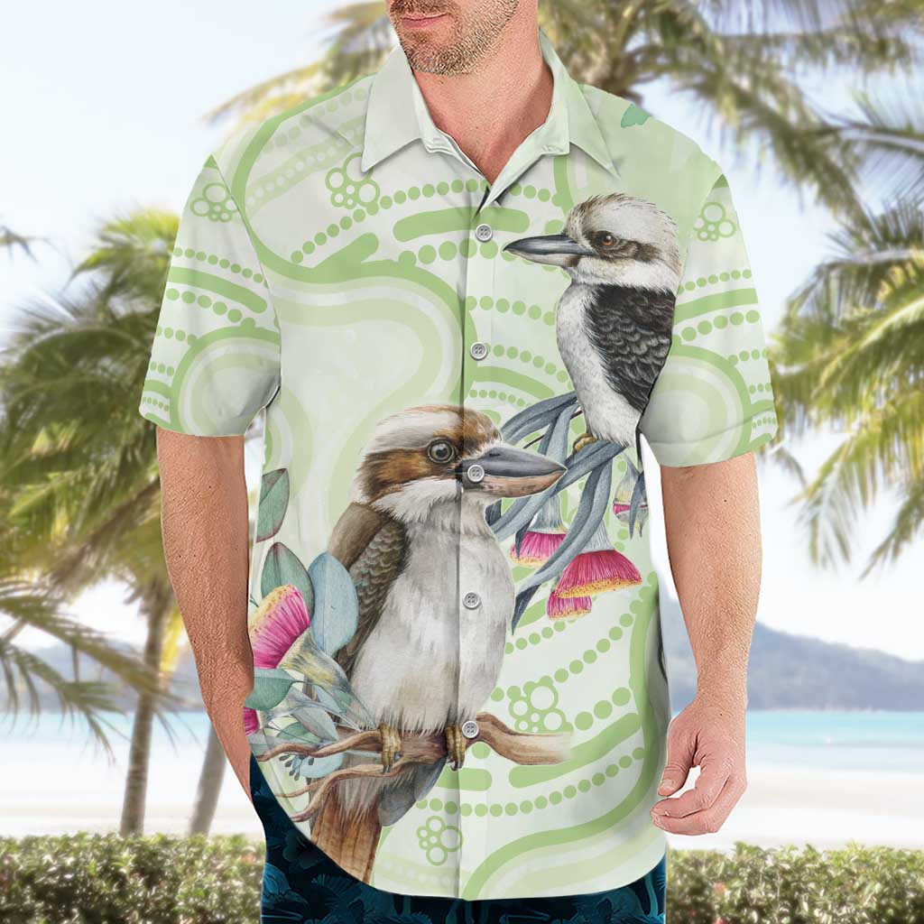 Australia Gumtree And Kookaburra Hawaiian Shirt Aboriginal Art - Watercolor Style