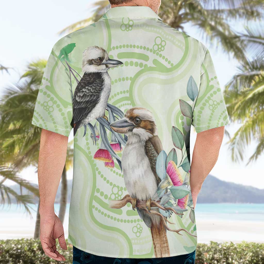 Australia Gumtree And Kookaburra Hawaiian Shirt Aboriginal Art - Watercolor Style