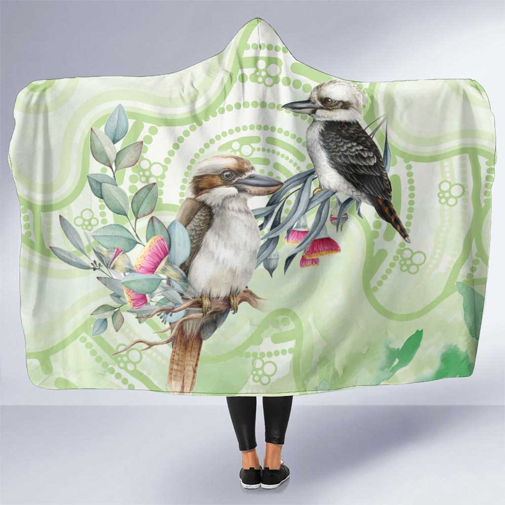 Australia Gumtree And Kookaburra Hooded Blanket Aboriginal Art - Watercolor Style