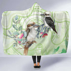 Australia Gumtree And Kookaburra Hooded Blanket Aboriginal Art - Watercolor Style