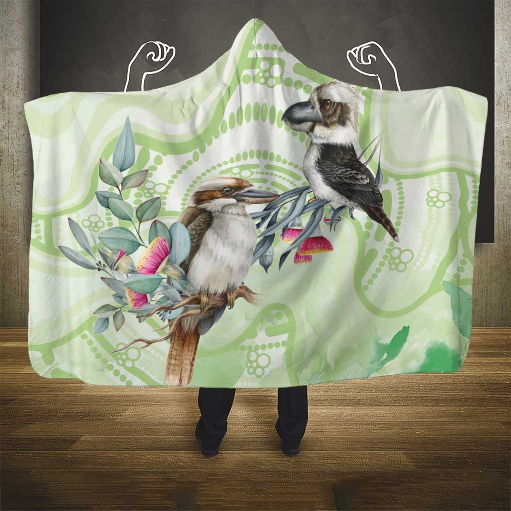 Australia Gumtree And Kookaburra Hooded Blanket Aboriginal Art - Watercolor Style