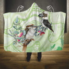 Australia Gumtree And Kookaburra Hooded Blanket Aboriginal Art - Watercolor Style