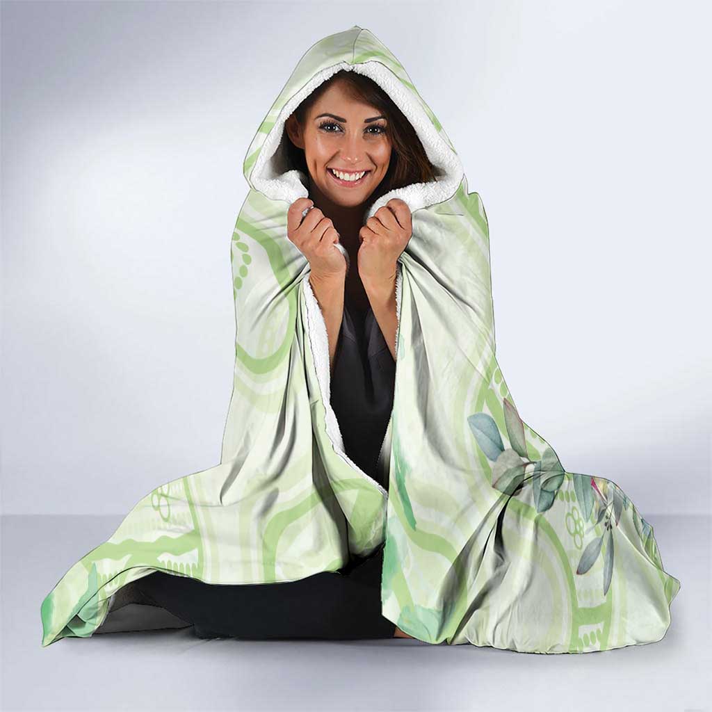 Australia Gumtree And Kookaburra Hooded Blanket Aboriginal Art - Watercolor Style