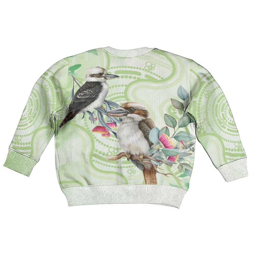 Australia Gumtree And Kookaburra Kid Ugly Christmas Sweater Aboriginal Art - Watercolor Style