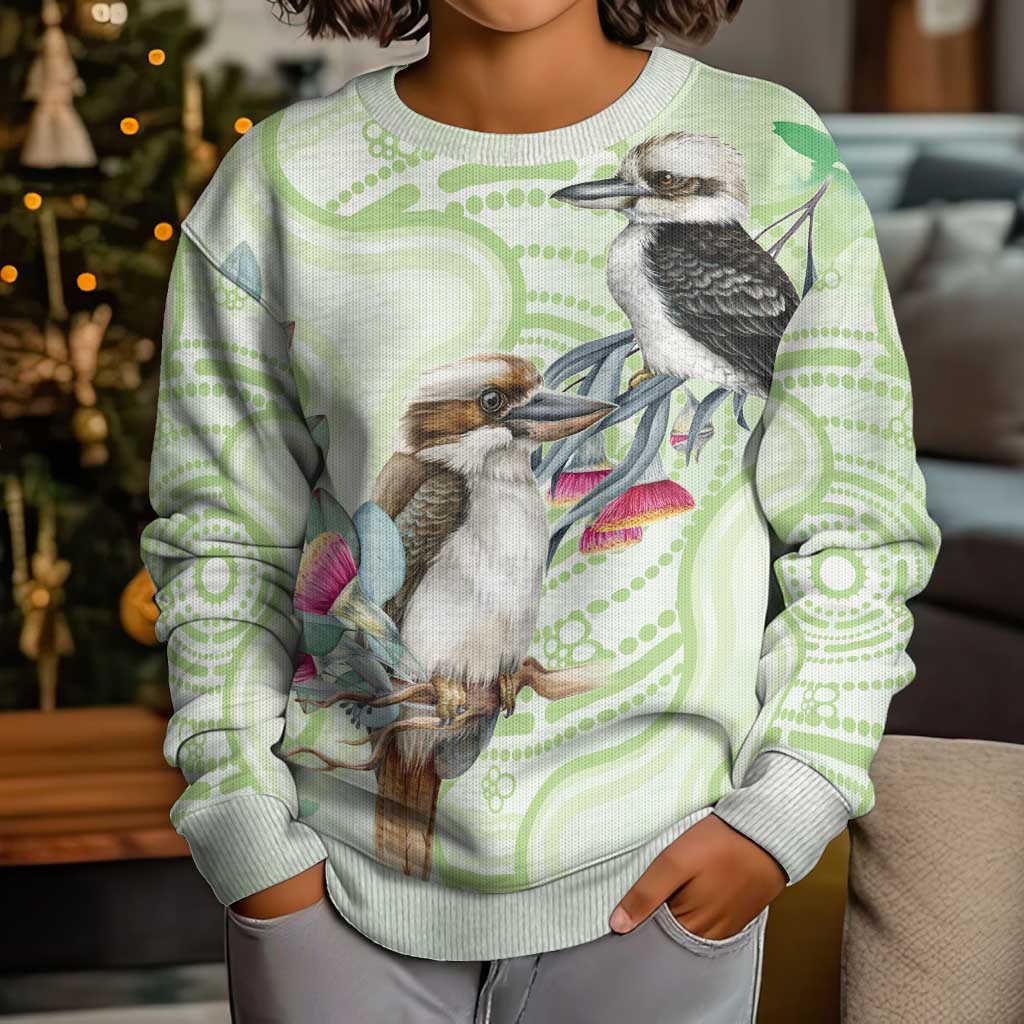 Australia Gumtree And Kookaburra Kid Ugly Christmas Sweater Aboriginal Art - Watercolor Style