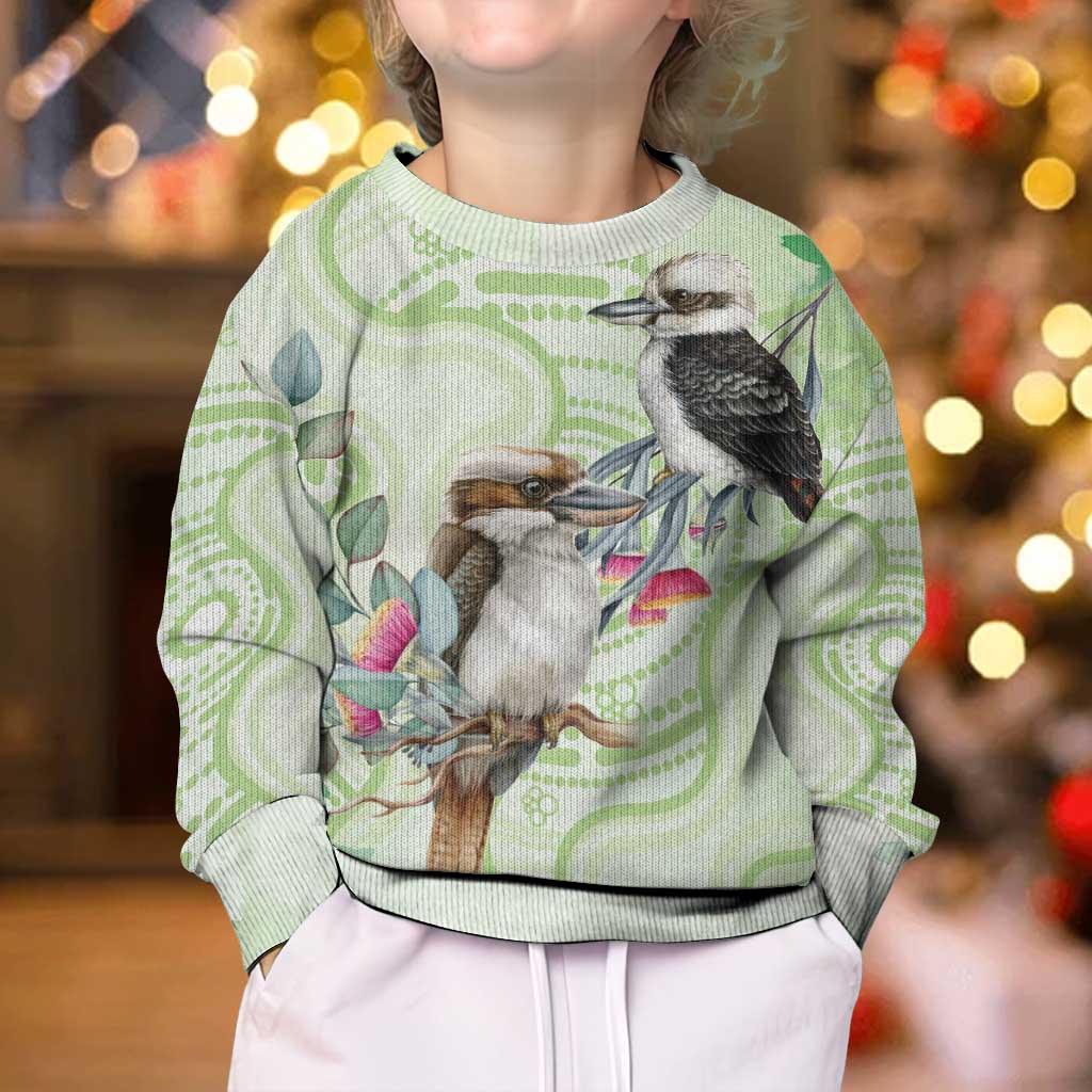 Australia Gumtree And Kookaburra Kid Ugly Christmas Sweater Aboriginal Art - Watercolor Style