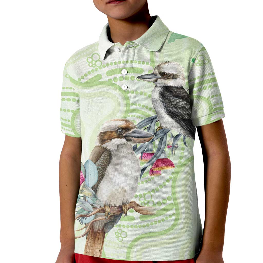 Australia Gumtree And Kookaburra Kid Polo Shirt Aboriginal Art - Watercolor Style