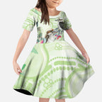 Australia Gumtree And Kookaburra Kid Short Sleeve Dress Aboriginal Art - Watercolor Style