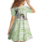 Australia Gumtree And Kookaburra Kid Short Sleeve Dress Aboriginal Art - Watercolor Style