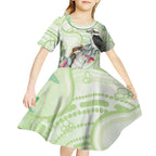 Australia Gumtree And Kookaburra Kid Short Sleeve Dress Aboriginal Art - Watercolor Style