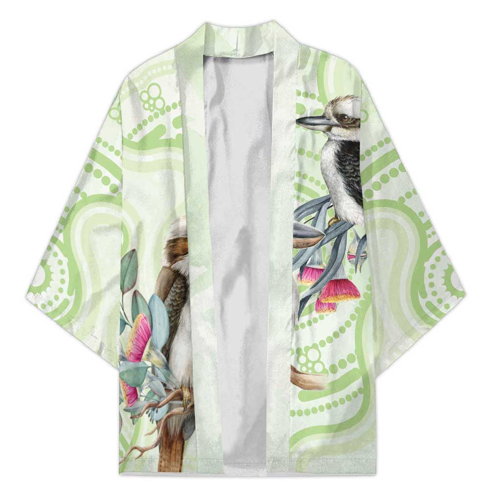 Australia Gumtree And Kookaburra Kimono Aboriginal Art - Watercolor Style - Aussie Hoodie