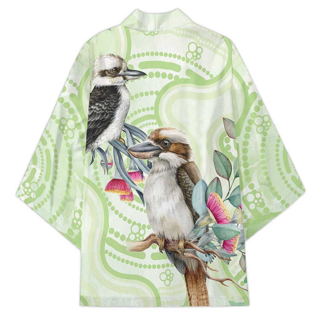 Australia Gumtree And Kookaburra Kimono Aboriginal Art - Watercolor Style - Aussie Hoodie