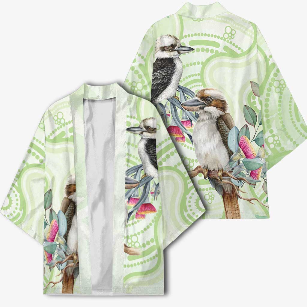 Australia Gumtree And Kookaburra Kimono Aboriginal Art - Watercolor Style - Aussie Hoodie