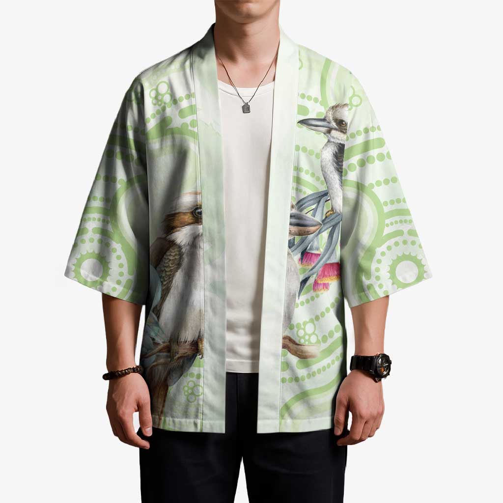Australia Gumtree And Kookaburra Kimono Aboriginal Art - Watercolor Style - Aussie Hoodie