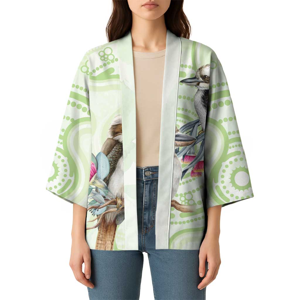 Australia Gumtree And Kookaburra Kimono Aboriginal Art - Watercolor Style - Aussie Hoodie