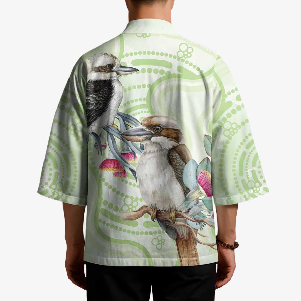 Australia Gumtree And Kookaburra Kimono Aboriginal Art - Watercolor Style - Aussie Hoodie