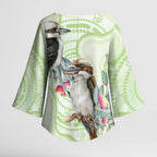 Australia Gumtree And Kookaburra Kimono Sleeve Blouse Aboriginal Art - Watercolor Style - Aussie Hoodie