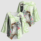 Australia Gumtree And Kookaburra Kimono Sleeve Blouse Aboriginal Art - Watercolor Style - Aussie Hoodie