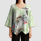 Australia Gumtree And Kookaburra Kimono Sleeve Blouse Aboriginal Art - Watercolor Style - Aussie Hoodie