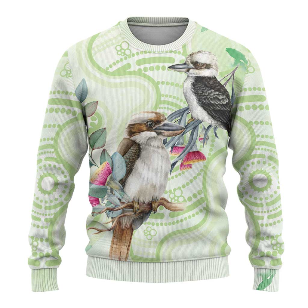 Australia Gumtree And Kookaburra Ugly Christmas Sweater Aboriginal Art - Watercolor Style
