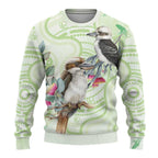 Australia Gumtree And Kookaburra Ugly Christmas Sweater Aboriginal Art - Watercolor Style