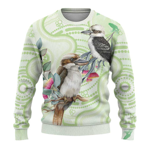 Australia Gumtree And Kookaburra Ugly Christmas Sweater Aboriginal Art - Watercolor Style