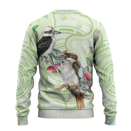 Australia Gumtree And Kookaburra Ugly Christmas Sweater Aboriginal Art - Watercolor Style