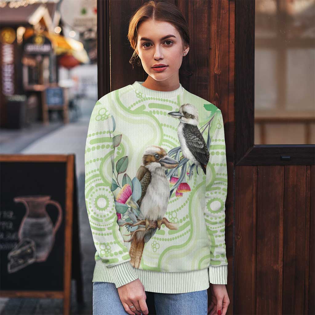 Australia Gumtree And Kookaburra Ugly Christmas Sweater Aboriginal Art - Watercolor Style