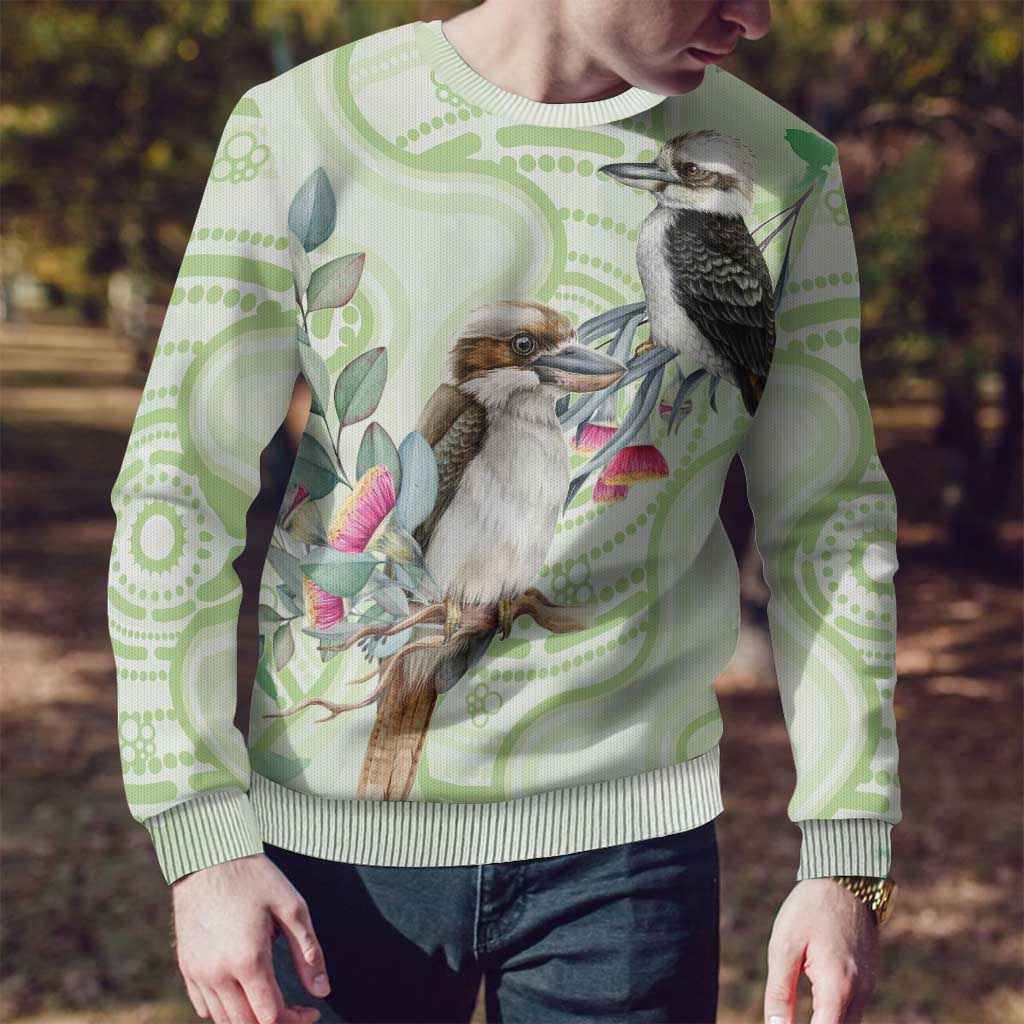 Australia Gumtree And Kookaburra Ugly Christmas Sweater Aboriginal Art - Watercolor Style