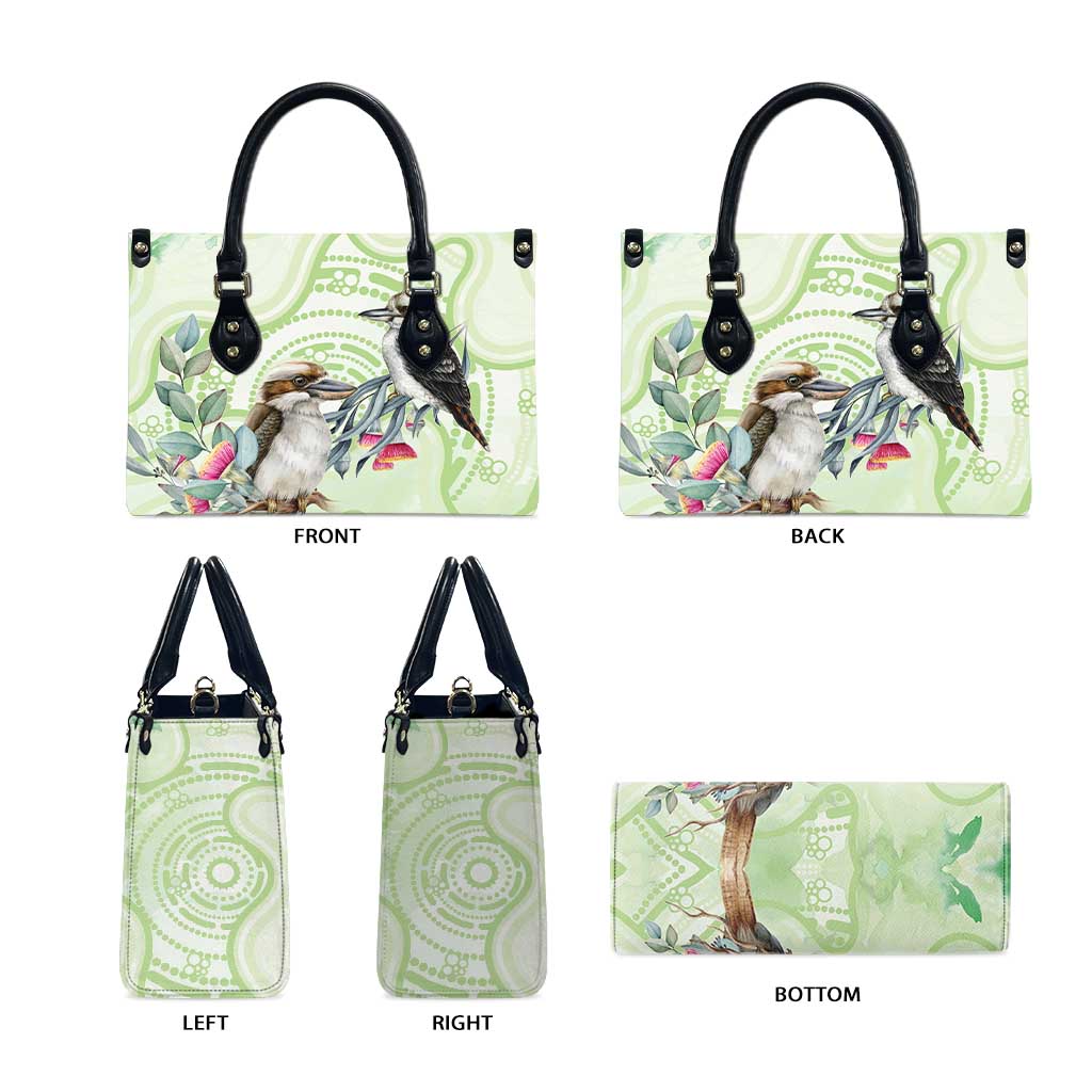 Australia Gumtree And Kookaburra Leather Bag Aboriginal Art - Watercolor Style - Aussie Hoodie