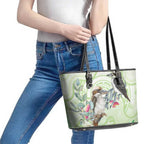 Australia Gumtree And Kookaburra Leather Tote Bag Aboriginal Art - Watercolor Style