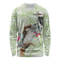 Australia Gumtree And Kookaburra Long Sleeve Shirt Aboriginal Art - Watercolor Style