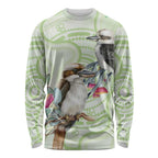 Australia Gumtree And Kookaburra Long Sleeve Shirt Aboriginal Art - Watercolor Style