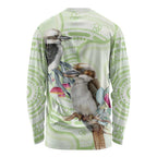Australia Gumtree And Kookaburra Long Sleeve Shirt Aboriginal Art - Watercolor Style