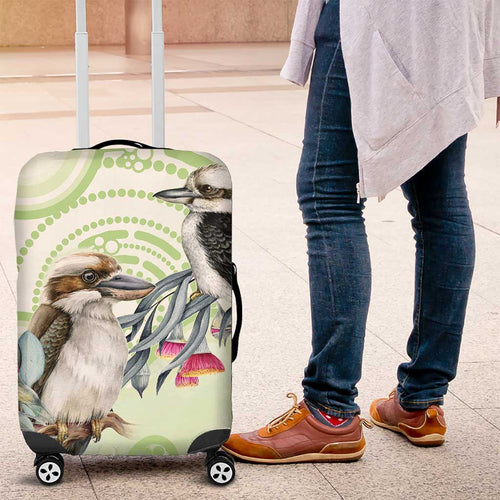 Australia Gumtree And Kookaburra Luggage Cover Aboriginal Art - Watercolor Style