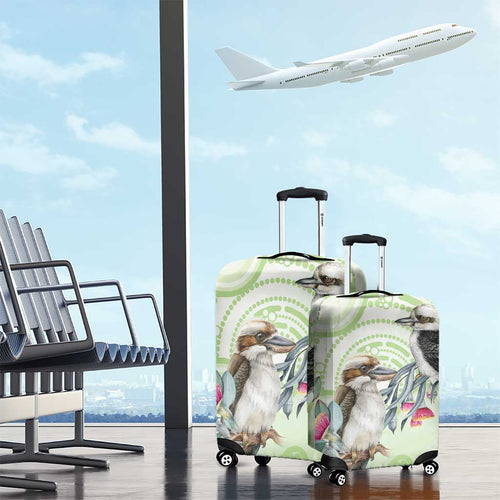 Australia Gumtree And Kookaburra Luggage Cover Aboriginal Art - Watercolor Style