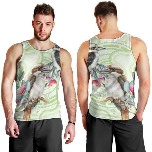 Australia Gumtree And Kookaburra Men Tank Top Aboriginal Art - Watercolor Style