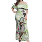 Australia Gumtree And Kookaburra Off Shoulder Maxi Dress Aboriginal Art - Watercolor Style