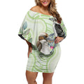 Australia Gumtree And Kookaburra Off Shoulder Short Dress Aboriginal Art - Watercolor Style
