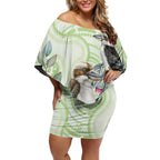Australia Gumtree And Kookaburra Off Shoulder Short Dress Aboriginal Art - Watercolor Style