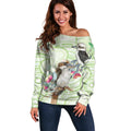 Australia Gumtree And Kookaburra Off Shoulder Sweater Aboriginal Art - Watercolor Style