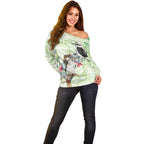 Australia Gumtree And Kookaburra Off Shoulder Sweater Aboriginal Art - Watercolor Style