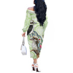 Australia Gumtree And Kookaburra Off The Shoulder Long Sleeve Dress Aboriginal Art - Watercolor Style