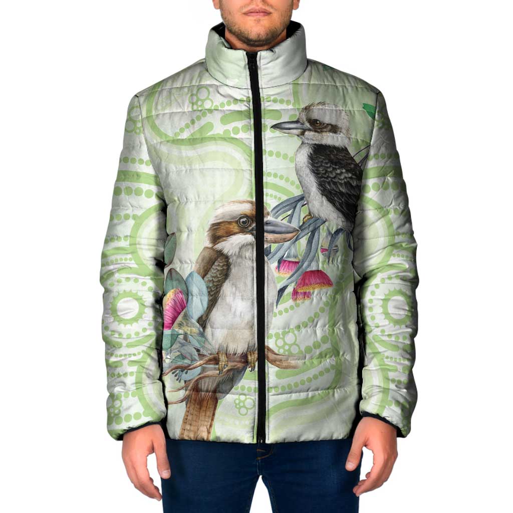 Australia Gumtree And Kookaburra Padded Jacket Aboriginal Art - Watercolor Style - Aussie Hoodie