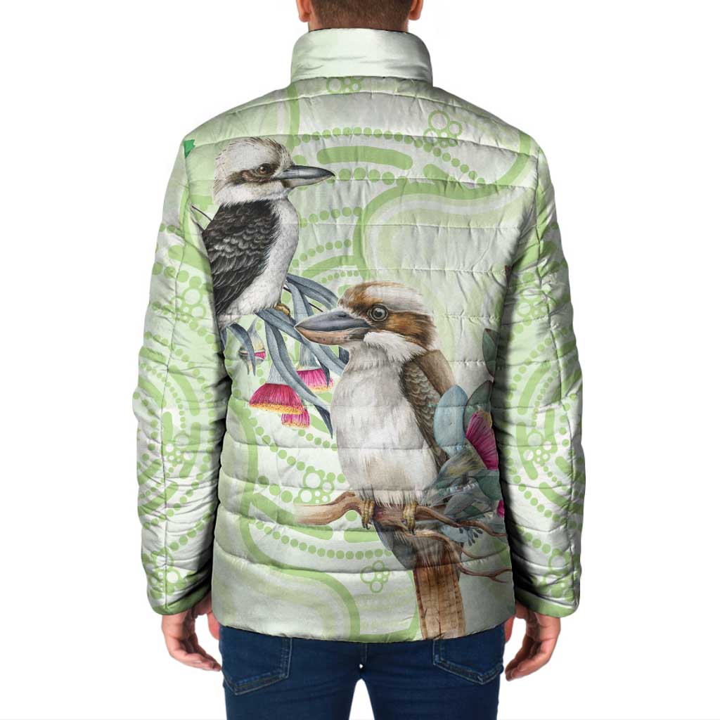 Australia Gumtree And Kookaburra Padded Jacket Aboriginal Art - Watercolor Style - Aussie Hoodie